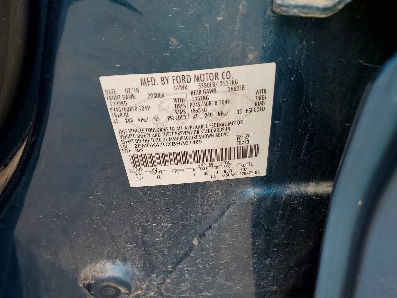 2011 Ford Edge მანქანა იყიდება აუქციონზე, vin: 2FMDK4JCXBBA01469, აუქციონის ნომერი: 68495396