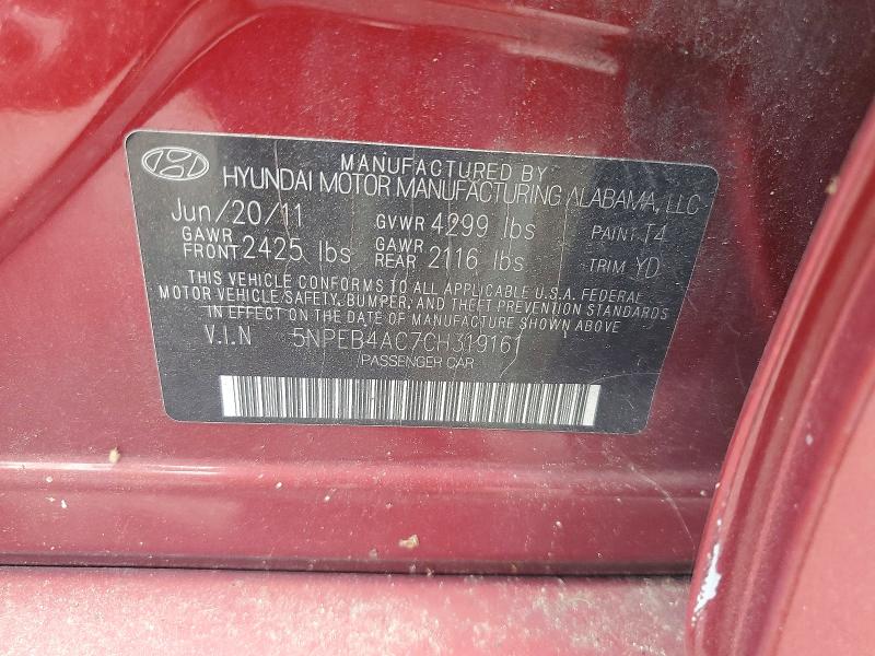 2012 Hyundai Sonata მანქანა იყიდება აუქციონზე, vin: 5NPEB4AC7CH319161, აუქციონის ნომერი: 68259746