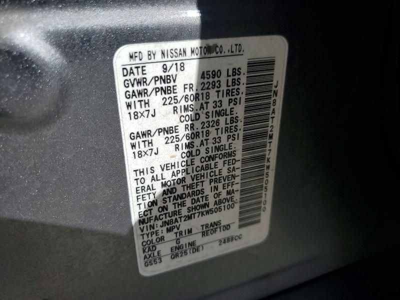 Продажа на аукционе авто 2019 Nissan Rogue, vin: JN8AT2MT7KW505100, номер лота: 67382426