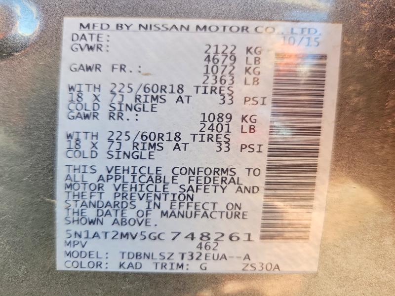 Aukcja sprzedaży 2016 Nissan Rogue, vin: 5N1AT2MV5GC748261, numer aukcji: 67908316