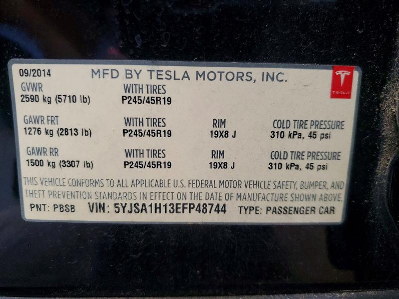 Продажа на аукционе авто 2014 Tesla Model S, vin: 5YJSA1H13EFP48744, номер лота: 70773586