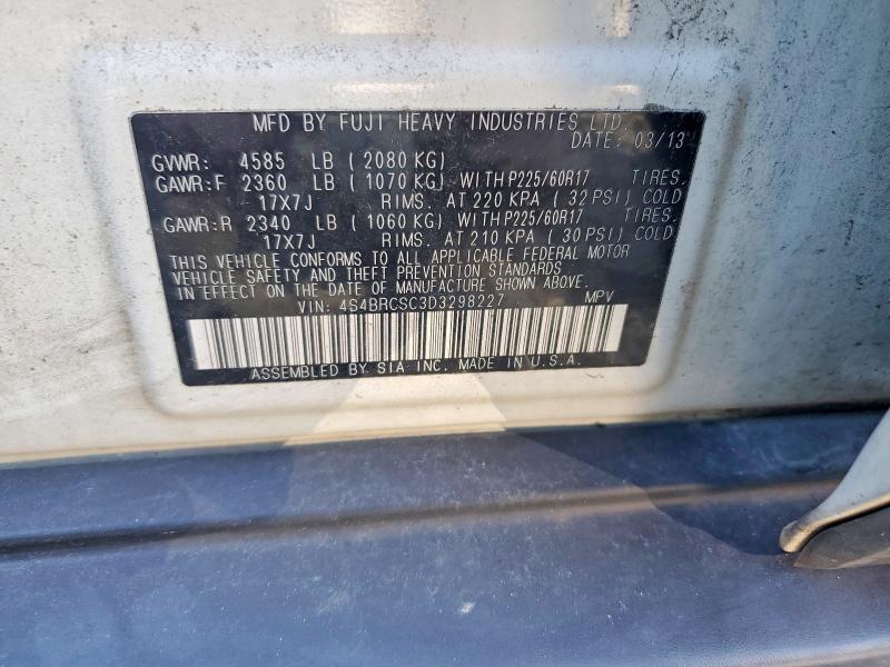 Aukcja sprzedaży 2013 Subaru Outback, vin: 4S4BRCSC3D3298227, numer aukcji: 68924596