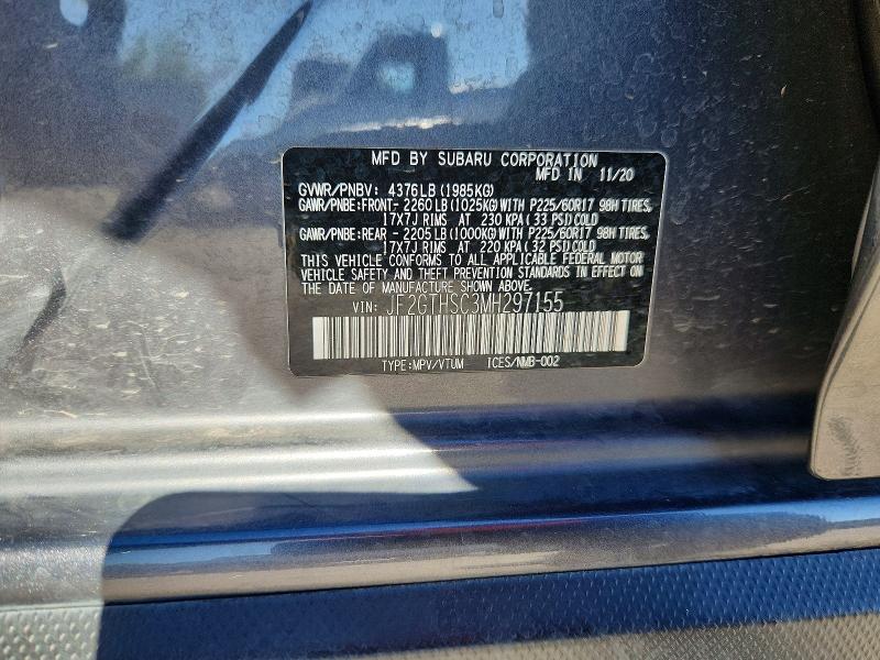 68197216 :رقم المزاد ، JF2GTHSC3MH297155 vin ، 2021 Subaru Crosstrek مزاد بيع
