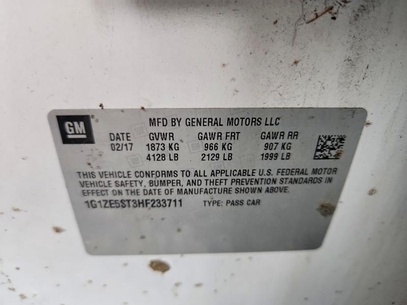 69339676 :رقم المزاد ، 1G1ZE5ST3HF233711 vin ، 2017 Chevrolet Malibu مزاد بيع