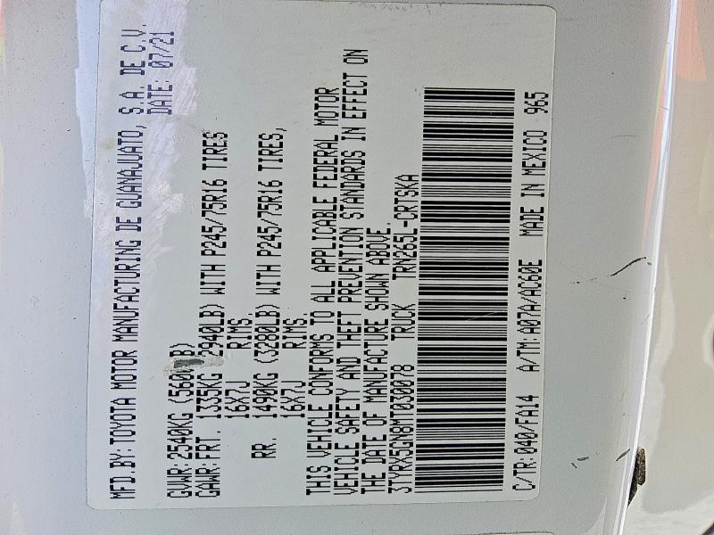 Aukcja sprzedaży 2021 Toyota Tacoma, vin: 3TYRX5GN8MT030078, numer aukcji: 70492296
