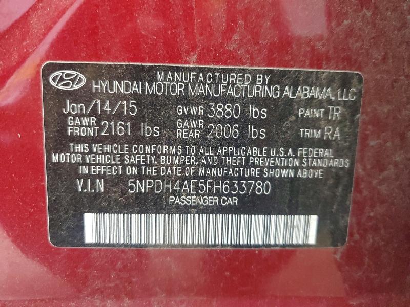 Aukcja sprzedaży 2015 Hyundai Elantra, vin: 5NPDH4AE5FH633780, numer aukcji: 69093926