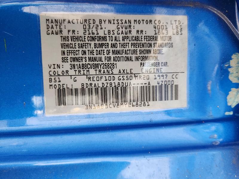 Продаж на аукціоні авто 2021 Nissan Sentra, vin: 3N1AB8CV8MY268281, номер лоту: 67016896