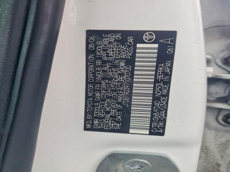 Aukcja sprzedaży 2007 Toyota Yaris, vin: JTDBT903971070700, numer aukcji: 67473826