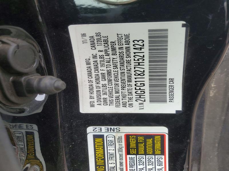 69311416 :رقم المزاد ، 2HGFG11827H521423 vin ، 2007 Honda Civic مزاد بيع
