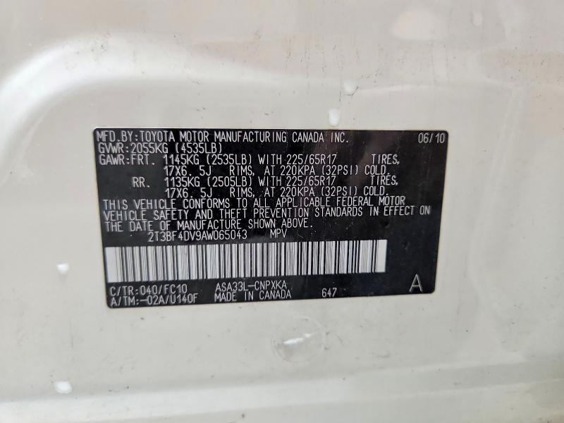 Aukcja sprzedaży 2010 Toyota Rav4, vin: 2T3BF4DV9AW065043, numer aukcji: 69402816