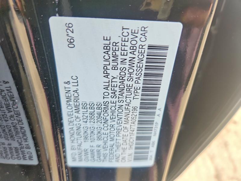 2026 Honda Accord მანქანა იყიდება აუქციონზე, vin: 1HGCY1F47TA052196, აუქციონის ნომერი: 67890476