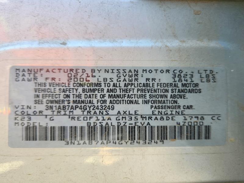 67753416 :رقم المزاد ، 3N1AB7AP4GY243249 vin ، 2016 Nissan Sentra مزاد بيع