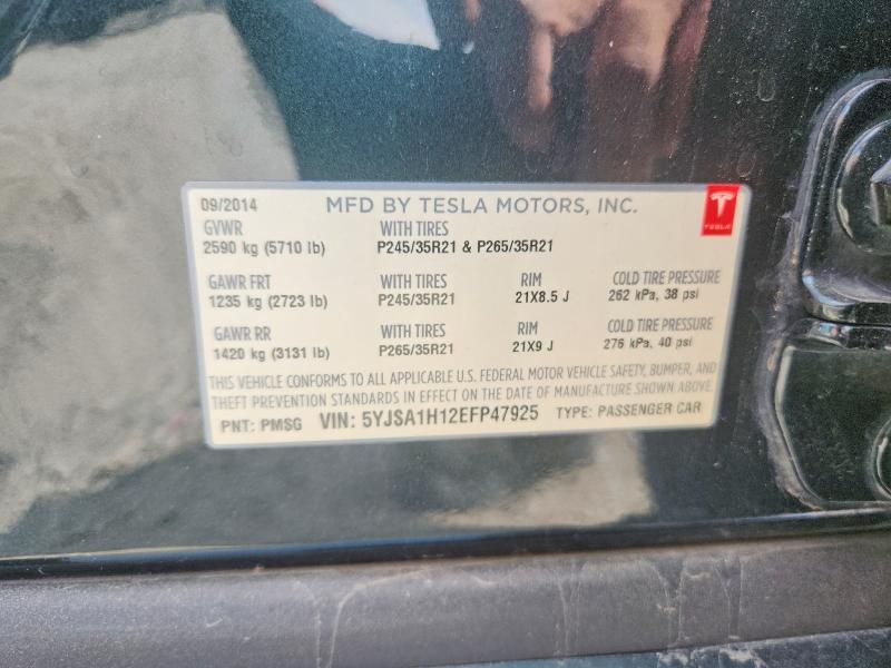 Продажа на аукционе авто 2014 Tesla Model S, vin: 5YJSA1H12EFP47925, номер лота: 68987206