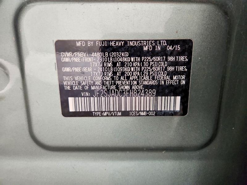 Продажа на аукционе авто 2015 Subaru Forester, vin: JF2SJADC3FH824389, номер лота: 69167916