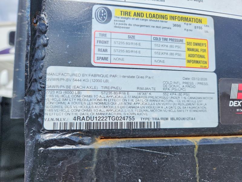70075366 :رقم المزاد ، 4RADU1222TG024755 vin ، 2026 Interstate Unknown مزاد بيع