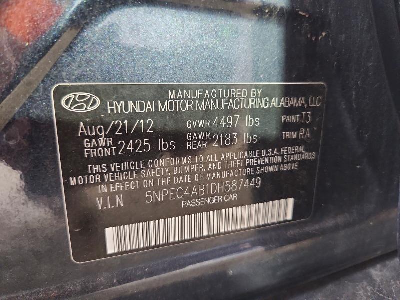 69310756 :رقم المزاد ، 5NPEC4AB1DH587449 vin ، 2013 Hyundai Sonata مزاد بيع
