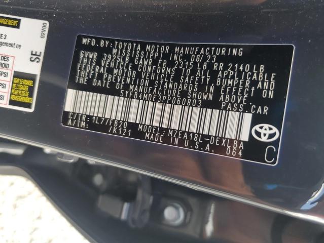 Продаж на аукціоні авто 2023 Toyota Corolla, vin: 5YFB4MDE3PP060803, номер лоту: 69685616