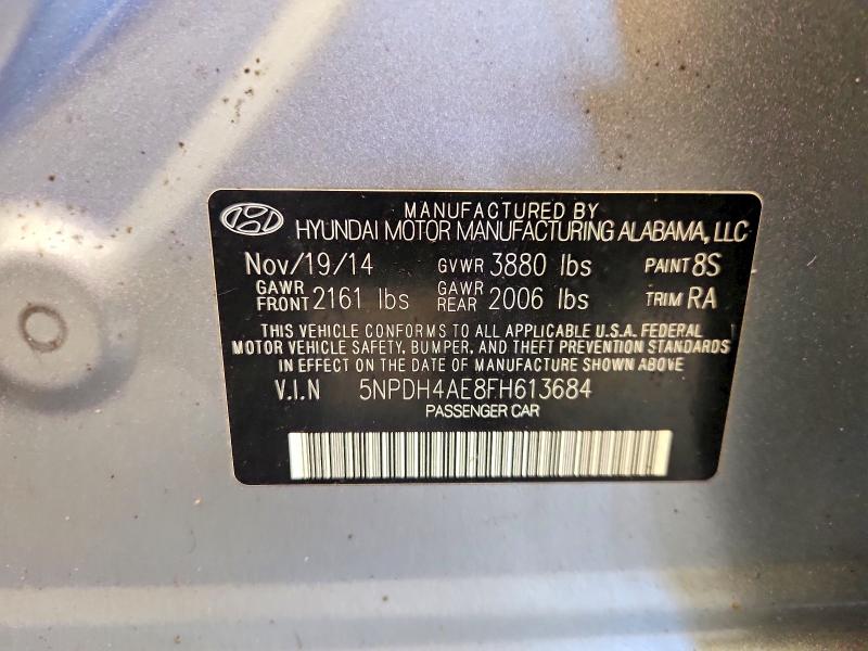 Auction sale of the 2015 Hyundai Elantra, vin: 5NPDH4AE8FH613684        , lot number: 68981536