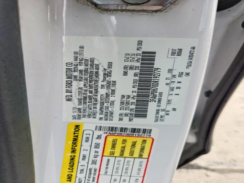 69115636 :رقم المزاد ، 3FA6P0H70DR192779 vin ، 2013 Ford Fusion مزاد بيع