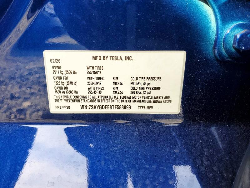 2026 Tesla Model Y მანქანა იყიდება აუქციონზე, vin: 7SAYGDEE8TF588099, აუქციონის ნომერი: 68715826
