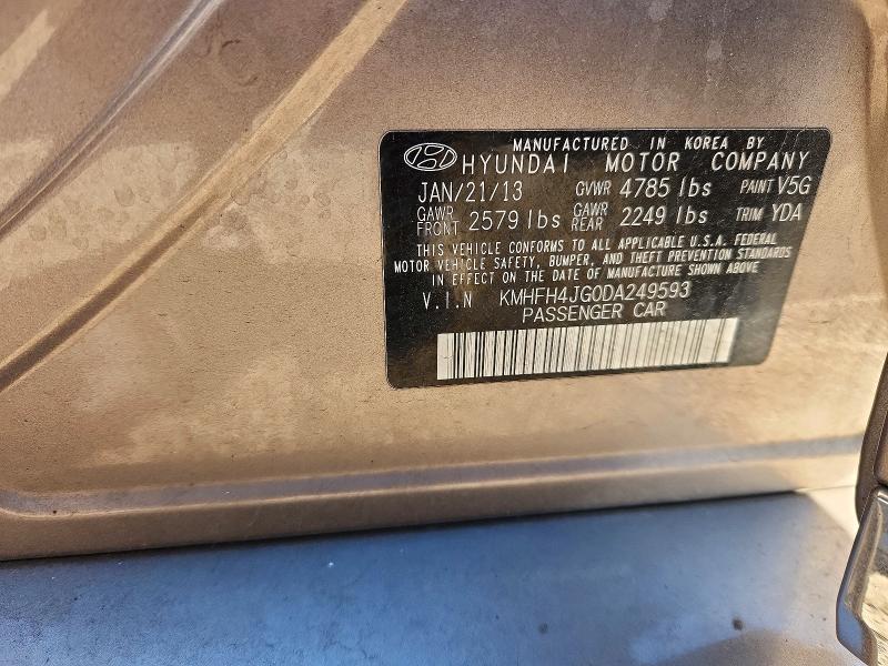 69038426 :رقم المزاد ، KMHFH4JG0DA249593 vin ، 2013 Hyundai Azera مزاد بيع