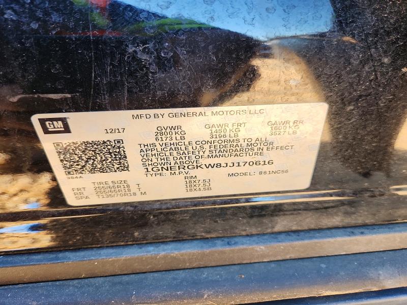 Aukcja sprzedaży 2018 Chevrolet Traverse, vin: 1GNERGKW8JJ170616, numer aukcji: 69499336