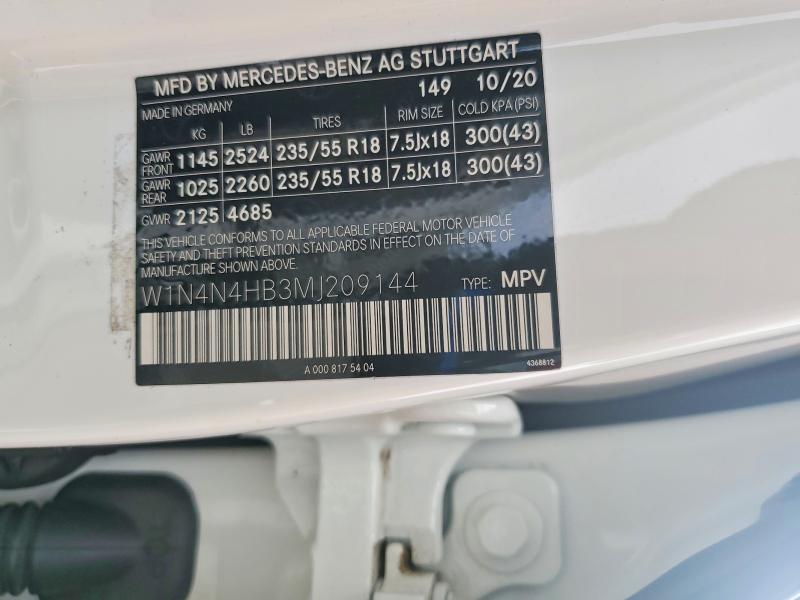 2021 Mercedes-benz Gla მანქანა იყიდება აუქციონზე, vin: W1N4N4HB3MJ209144, აუქციონის ნომერი: 68194356