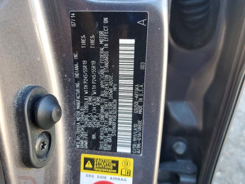 Aukcja sprzedaży 2014 Toyota Highlander, vin: 5TDYKRFH3ES036638, numer aukcji: 68758246