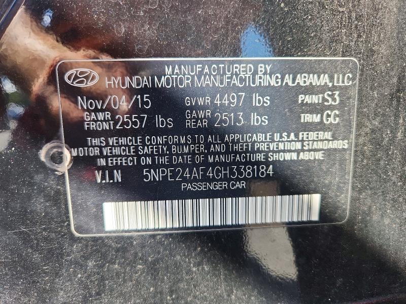 Продаж на аукціоні авто 2016 Hyundai Sonata, vin: 5NPE24AF4GH338184, номер лоту: 69518646