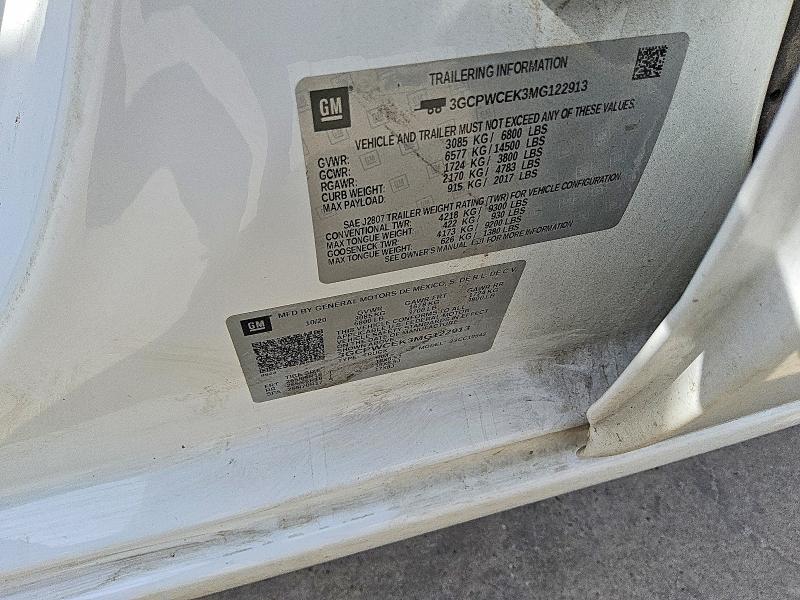 69771696 :رقم المزاد ، 3GCPWCEK3MG122913 vin ، 2021 Chevrolet Silverado مزاد بيع