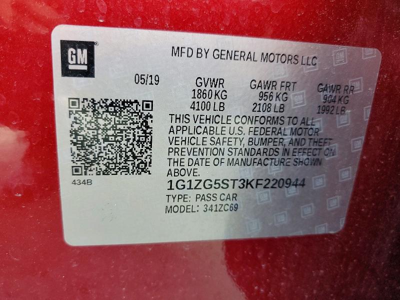 Aukcja sprzedaży 2019 Chevrolet Malibu, vin: 1G1ZG5ST3KF220944, numer aukcji: 70640926
