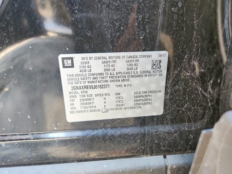 2018 Chevrolet Equinox მანქანა იყიდება აუქციონზე, vin: 2GNAXREV9J6182371, აუქციონის ნომერი: 69364916