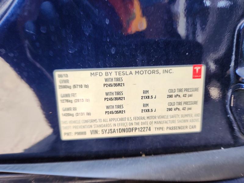 Продажа на аукционе авто 2013 Tesla Model S, vin: 5YJSA1DN0DFP12274, номер лота: 70116406