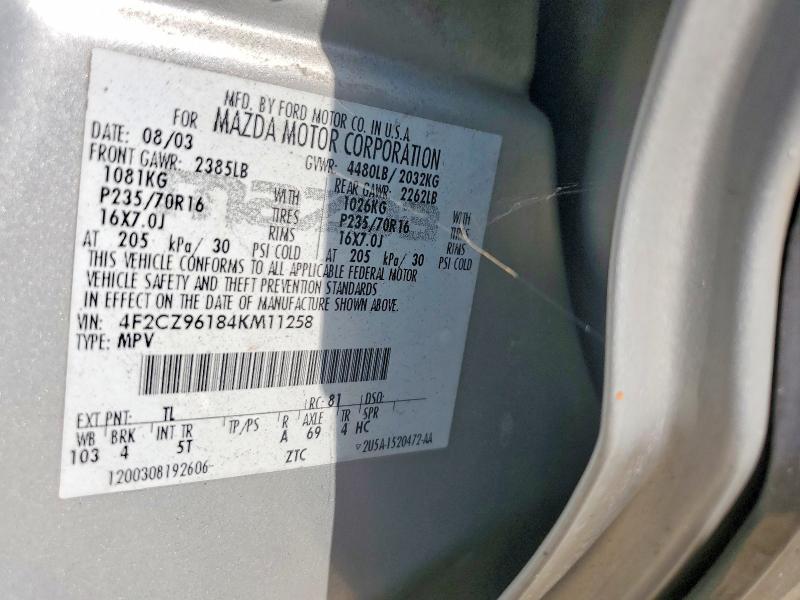 Продажа на аукционе авто 2004 Mazda Tribute, vin: 4F2CZ96184KM11258, номер лота: 68664766