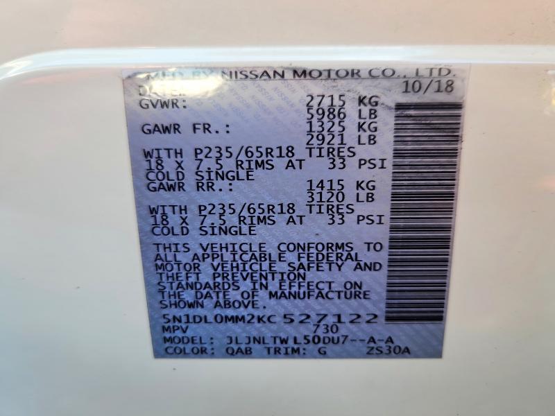 Продаж на аукціоні авто 2019 Infiniti Qx60, vin: 5N1DL0MM2KC527122, номер лоту: 67696116