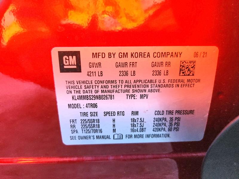 65966436 :رقم المزاد ، KL4MMBS29NB026781 vin ، 2022 Buick Encore Gx مزاد بيع