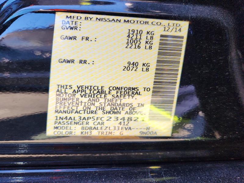 Продаж на аукціоні авто 2015 Nissan Altima, vin: 1N4AL3AP5FC234821, номер лоту: 69450546