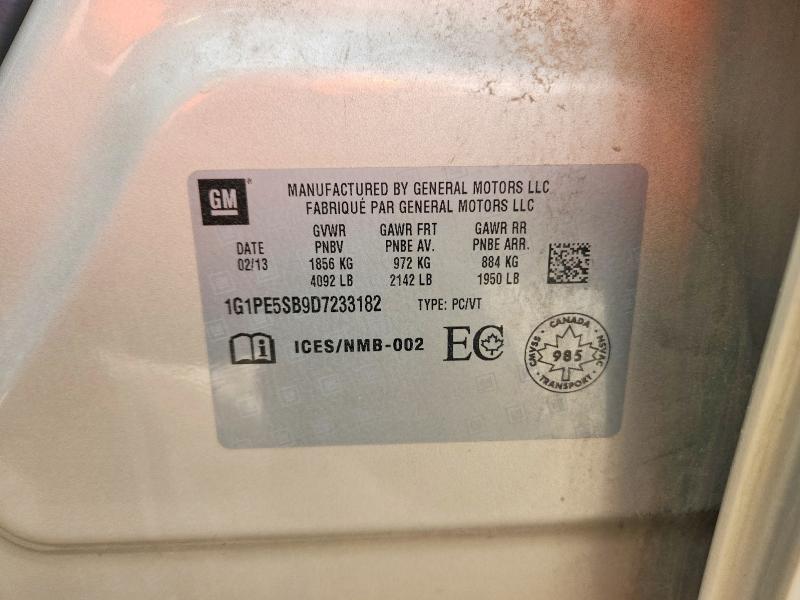 2013 Chevrolet Cruze მანქანა იყიდება აუქციონზე, vin: 1G1PE5SB9D7233182, აუქციონის ნომერი: 68549776