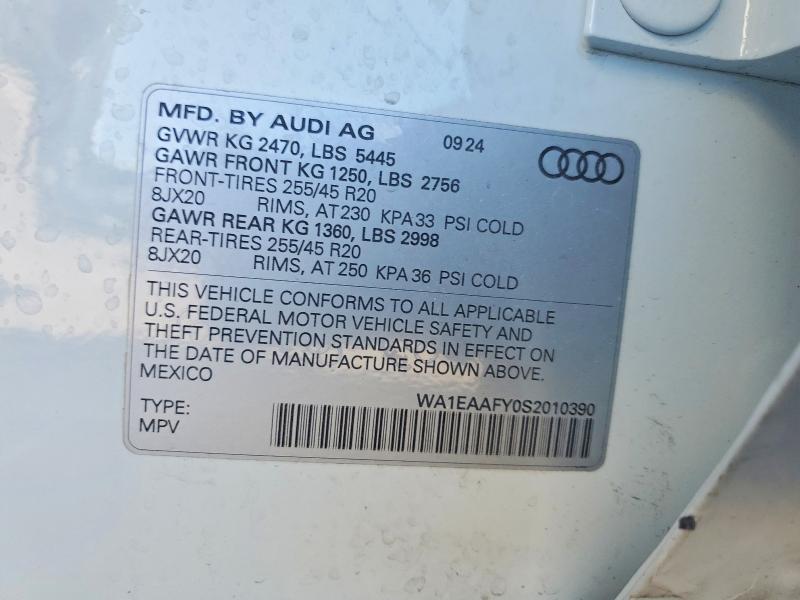 67035656 :رقم المزاد ، WA1EAAFY0S2010390 vin ، 2025 Audi Q5 مزاد بيع