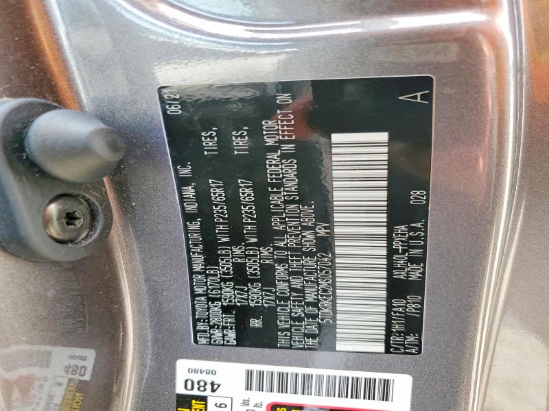 67635716 :رقم المزاد ، 5TDKRKEC2MS057042 vin ، 2021 Toyota Sienna مزاد بيع