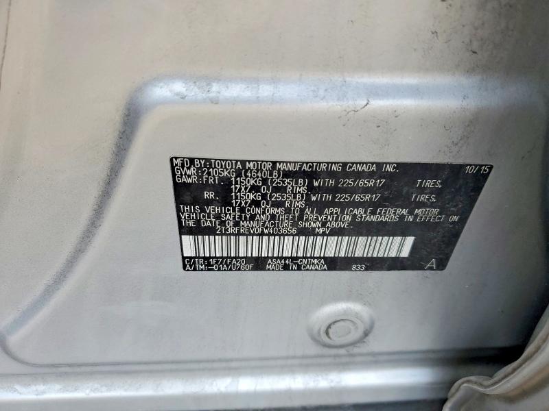 Продаж на аукціоні авто 2015 Toyota Rav4, vin: 2T3RFREV0FW403656, номер лоту: 69503826