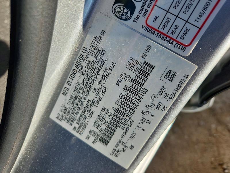 70720916 :رقم المزاد ، 3LNHL2GC8BR764103 vin ، 2011 Lincoln Mkz مزاد بيع
