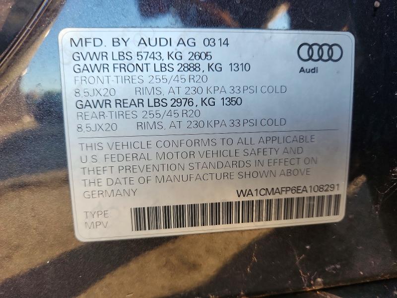 Aukcja sprzedaży 2014 Audi Q5, vin: WA1CMAFP6EA108291, numer aukcji: 71075186