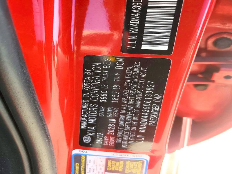 67713156 :رقم المزاد ، KNADN4A39D6133827 vin ، 2013 Kia Rio مزاد بيع