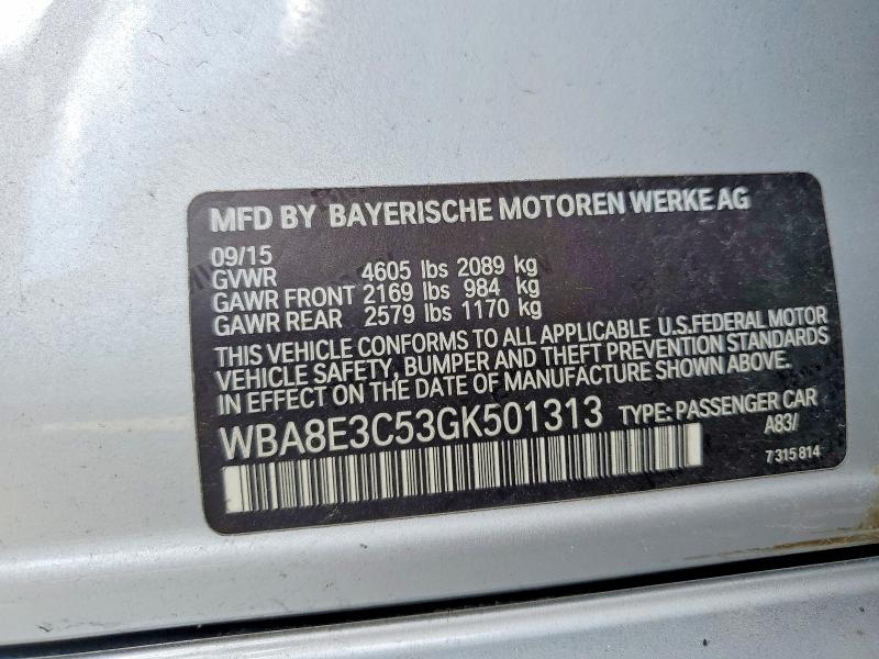 Aukcja sprzedaży 2016 Bmw 328, vin: WBA8E3C53GK501313, numer aukcji: 69696106