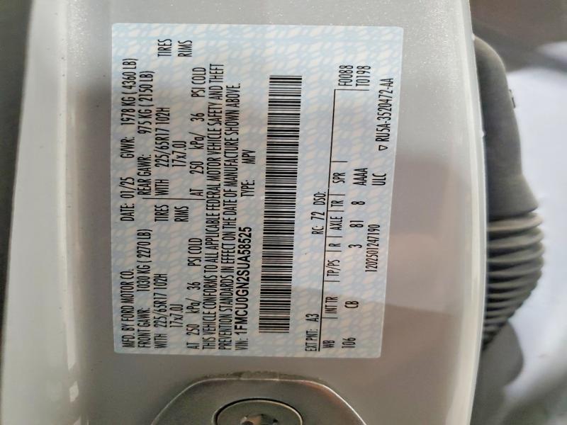 2025 Ford Escape მანქანა იყიდება აუქციონზე, vin: 1FMCU0GN2SUA58525, აუქციონის ნომერი: 48444536