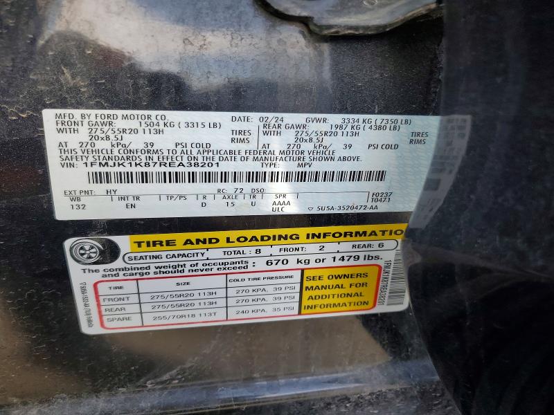 69435196 :رقم المزاد ، 1FMJK1K87REA38201 vin ، 2024 Ford Expedition مزاد بيع