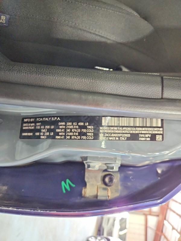 Продаж на аукціоні авто 2017 Jeep Renegade, vin: ZACCJBAB2HPG29920, номер лоту: 69365536