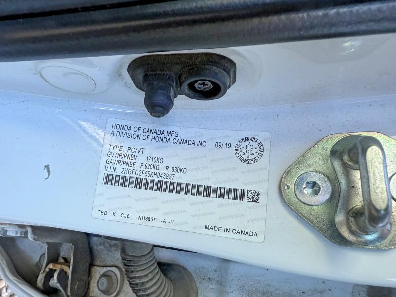 Продаж на аукціоні авто 2019 Honda Civic, vin: 2HGFC2F55KH043927, номер лоту: 68767746