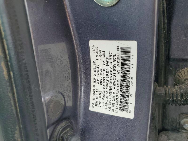 Продаж на аукціоні авто 2014 Honda Accord, vin: 1HGCR2F72EA143330, номер лоту: 69862266